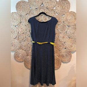 Navy Blue & White Polka Dot Retro Dress 50s Style